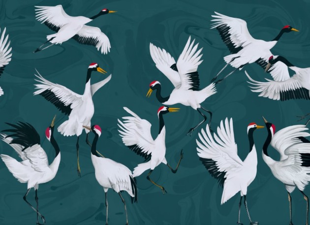 Hovia AN0054DA03W Tancho - mural w żurawie