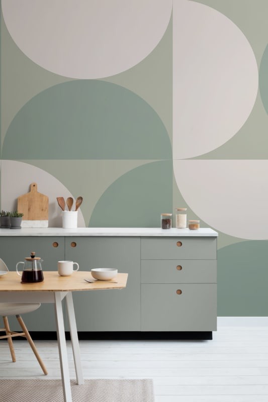 Hovia GE0165GR40W Aalto Green - mural w geometryczny wzór retro
