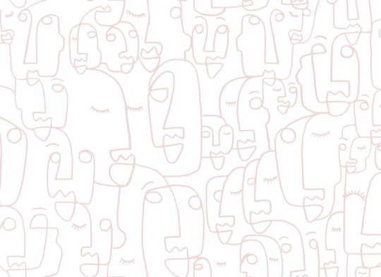 Hovia AB0040PI03W Doodle Dusty Pink - mural w abstrakcyjne twarze