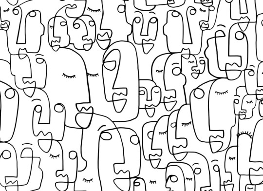 Hovia AB0043BW03W Doodle - mural w abstrakcyjne twarze