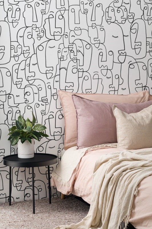 Hovia AB0043BW03W Doodle - mural w abstrakcyjne twarze