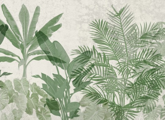 Hovia BT0001GR04W Biome - mural w liście na betonowym tle