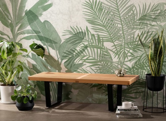 Hovia BT0001GR04W Biome - mural w liście na betonowym tle