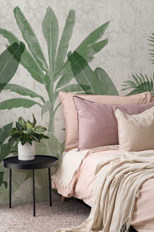Hovia BT0001GR04W Biome - mural w liście na betonowym tle