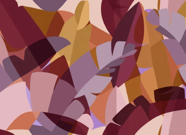 Hovia TR0083MU03W Bejewelled Pink - mural w kubistyczne liście