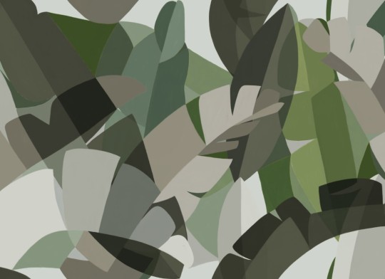 Hovia TR0084GR03W Bejewelled Green - mural w kubistyczne liście