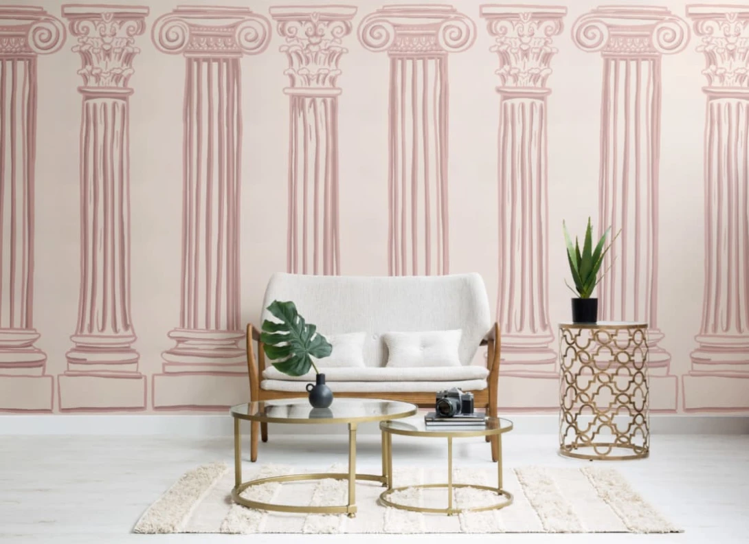 Hovia AC0001PI03W Agora Pink - mural w greckie kolumny