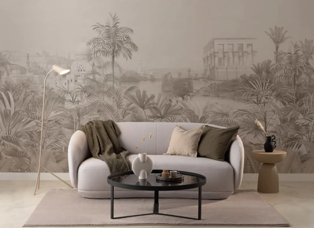 Hovia TR0073NE04W Valley of Palms Greige - mural w egzotyczny krajobraz