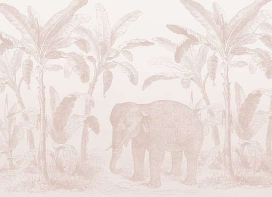 Hovia AN0559PI04W Loxodonta Pink - mural w słonia i egzotyczne rośliny