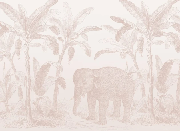 Hovia AN0559PI04W Loxodonta Pink - mural w słonia i egzotyczne rośliny