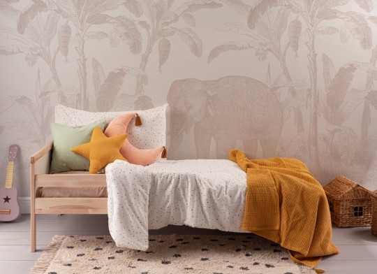 Hovia AN0559PI04W Loxodonta Pink - mural w słonia i egzotyczne rośliny