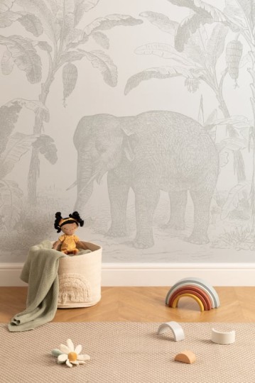 Hovia AN0561NE04W Loxodonta Neutral - mural w słonia i egzotyczne rośliny