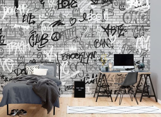 Hovia GR0036BG03W Queens - mural imitujący ceglaną ścianę w graffiti