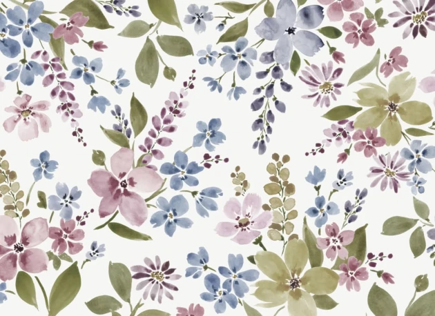 Hovia FL0139MU07W Blooming Purple - mural w akwarelowe kwiaty