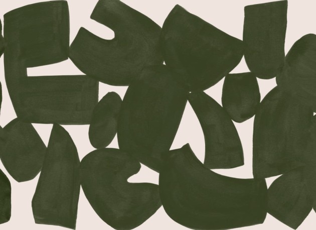 Hovia AB0446GR03W Wabi Green - mural w abstrakcyjne kształty