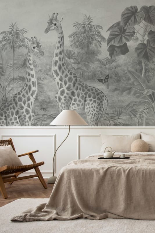 Hovia AN0230BW07W Giraffa Grey - mural w żyrafy