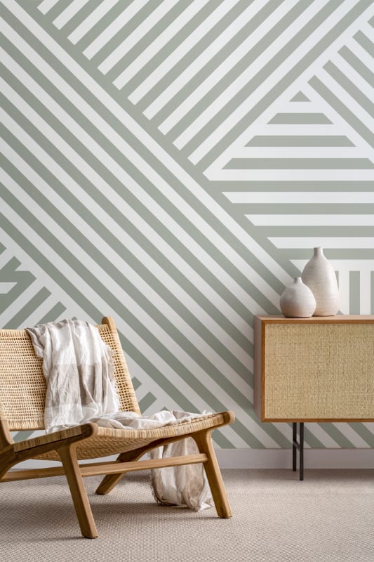 Hovia CM0002GR01W Divert Sage - mural geometryczny wzór