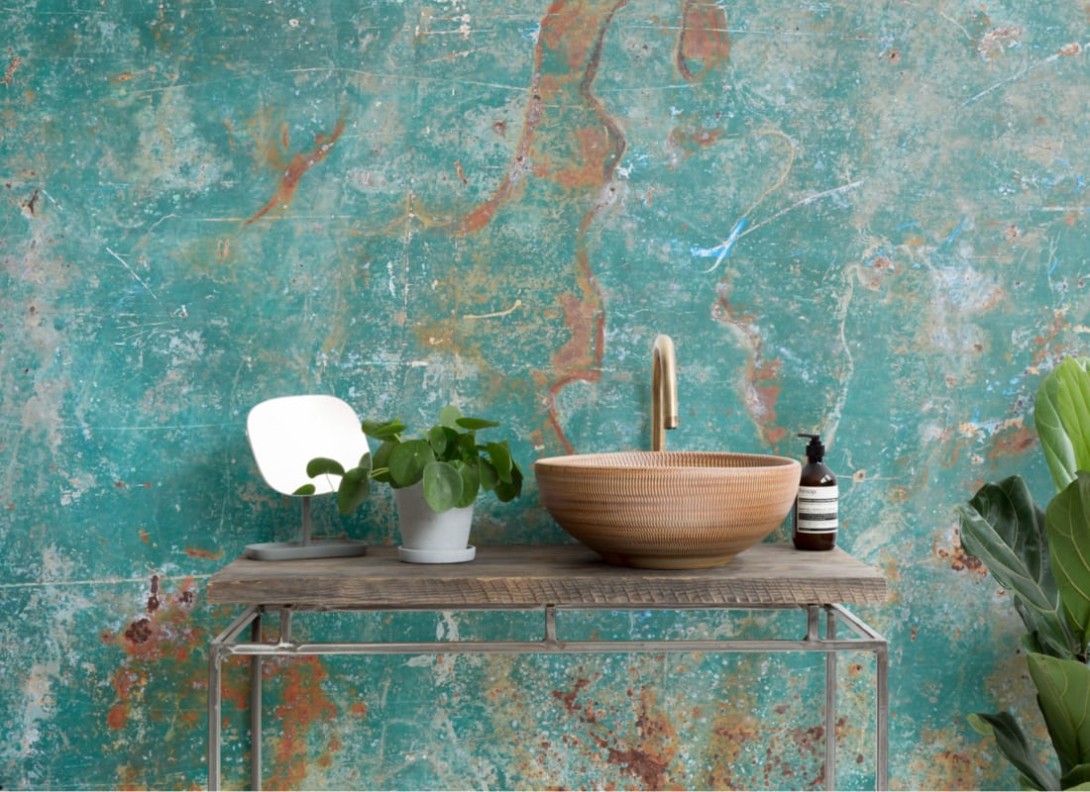 Hovia ME0008BU01W Accent - mural inspirowany utleniającym się metalem