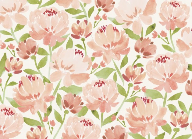 Hovia FL0142OR07W Phoebe Peach - mural w piwonie