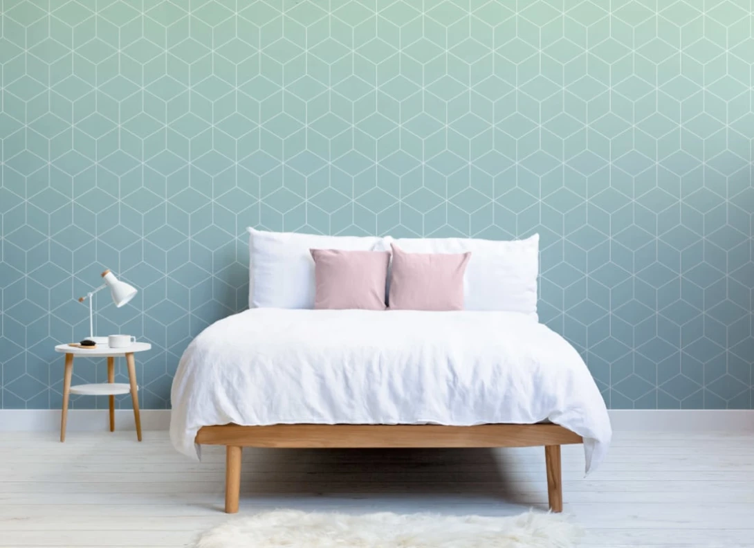 Hovia OM0012BU01W Gradient Aquamarine - mural w trójwymiarowy wzór geometryczny