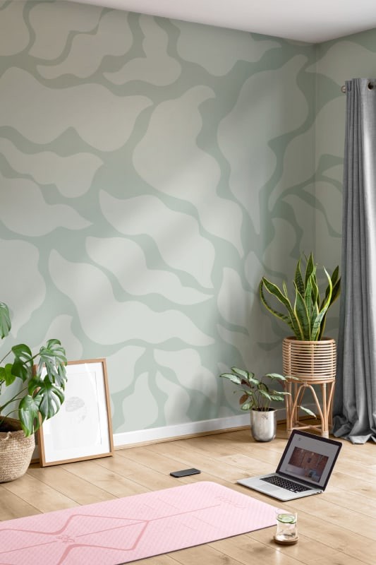 Hovia NA0019GR06W Xylem Sage - mural w minimalistyczne liście