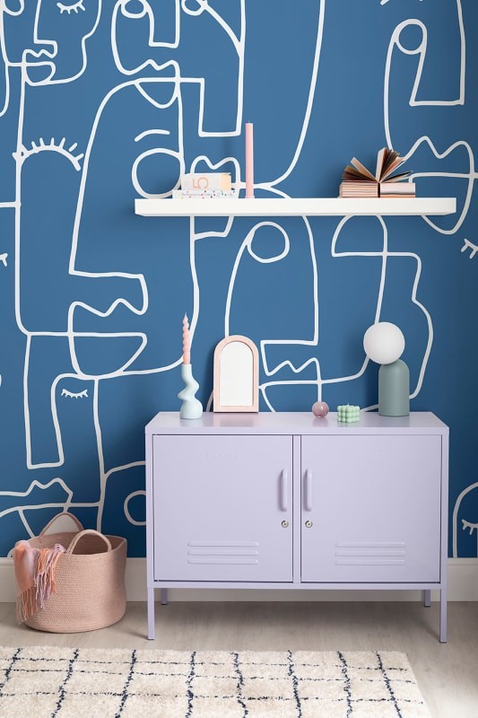 Hovia AB0028BU03W Features Blue - mural w abstrakcyjne twarze
