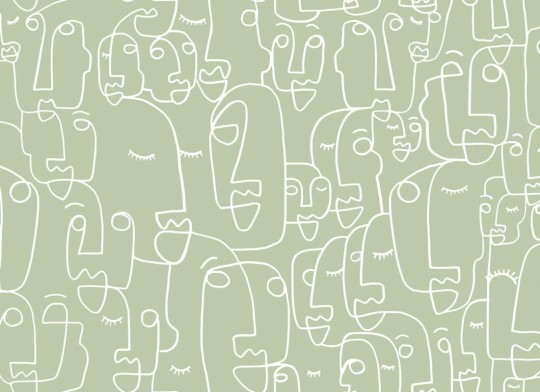 Hovia AB0030GR03W Features Sage - mural w abstrakcyjne twarze