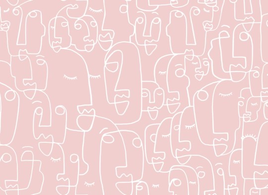 Hovia AB0039PI03W Features Dusty Pink - mural w abstrakcyjne twarze