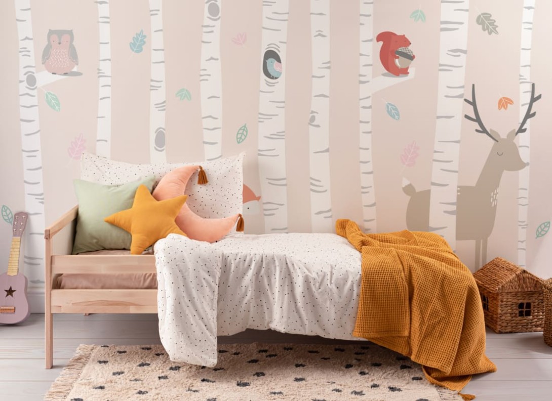 Hovia NS0035PI02W Habitat - mural dla dzieci w leśne zwierzęta