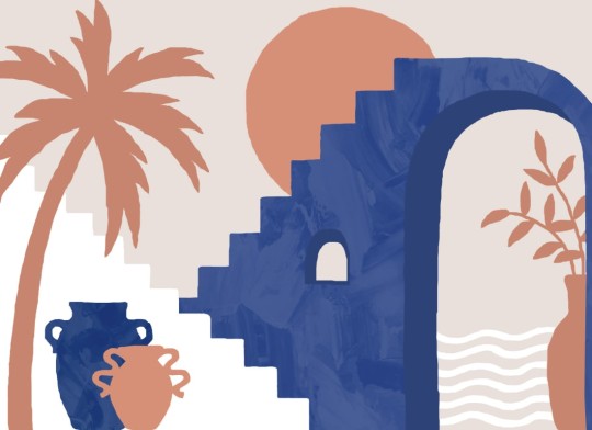 Hovia CO0011BU03W Oia - mural w grecki krajobraz