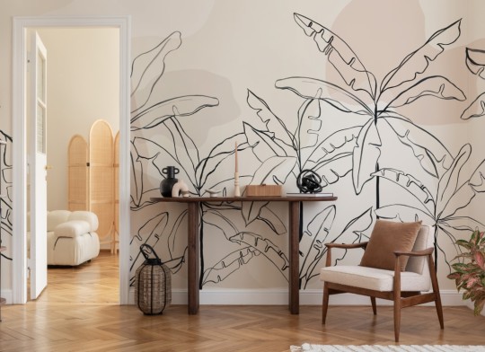 Hovia TR0039NE04W Beachy - mural w graficzne liście bananowca