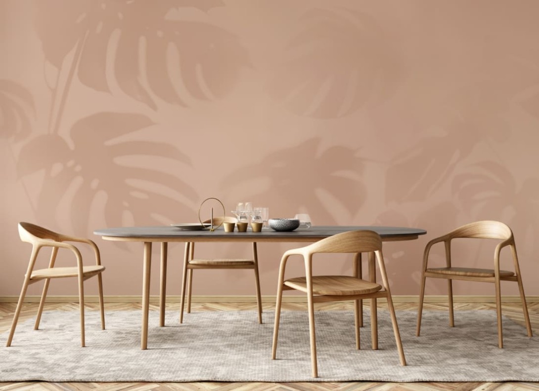 Hovia TR0418PI06W Climate Pink - mural w duże liście