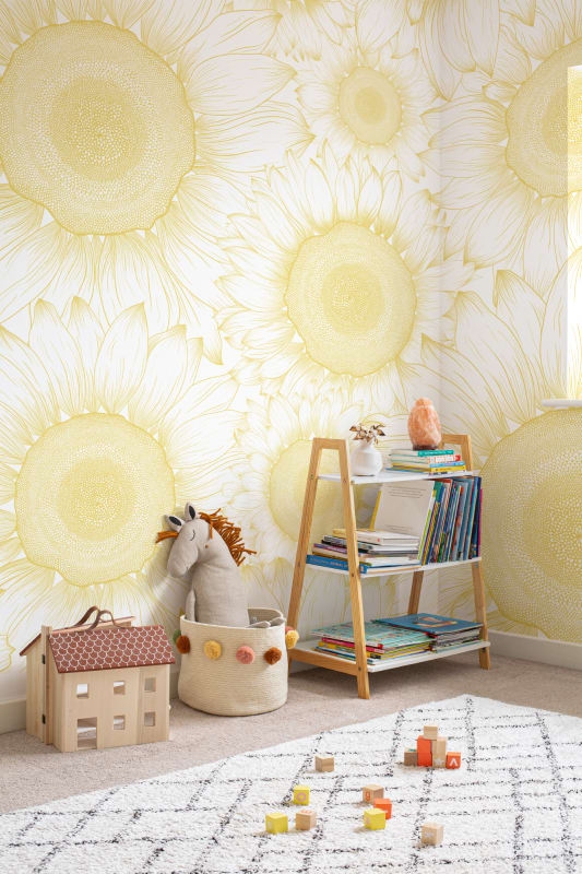 Hovia FL0077YE04W Darcy Yellow - mural w słoneczniki