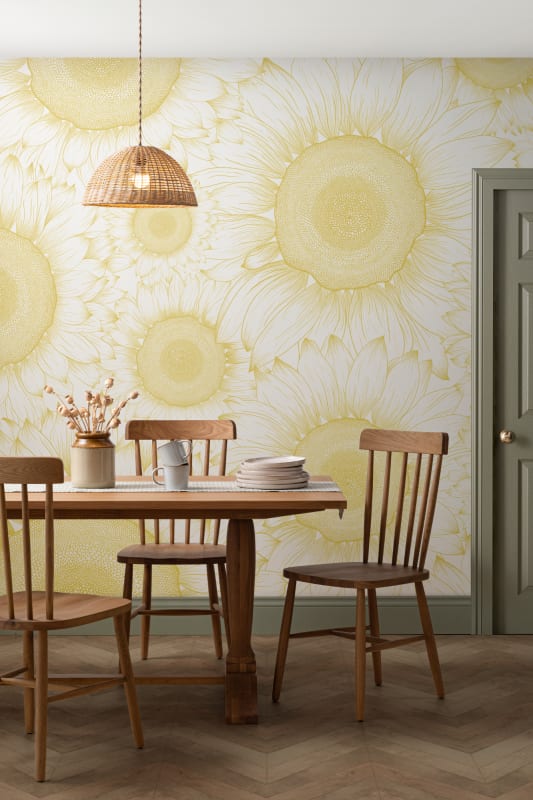 Hovia FL0077YE04W Darcy Yellow - mural w słoneczniki