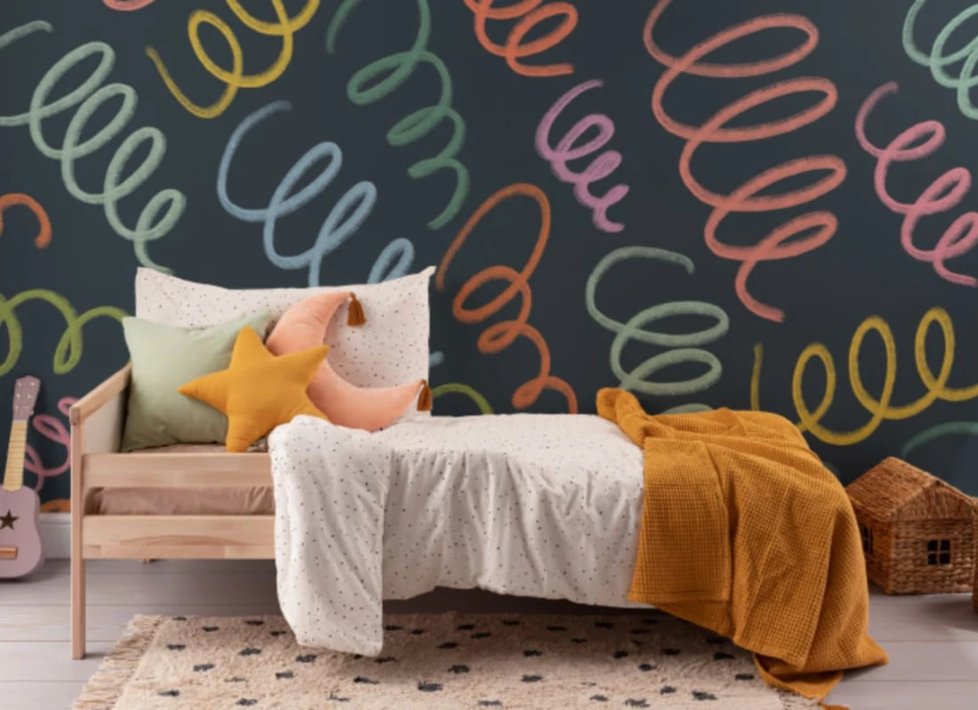 Hovia CH5113BU07W Slinky Blue - mural dla dzieci w kolorowe spirale