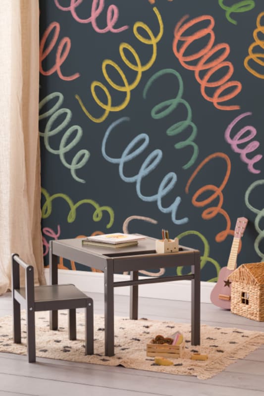 Hovia CH5113BU07W Slinky Blue - mural dla dzieci w kolorowe spirale