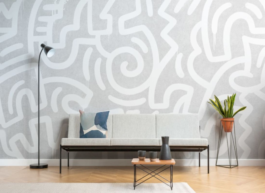 Hovia GR0035BW03W Urban White - mural w graffiti na betonowym tle