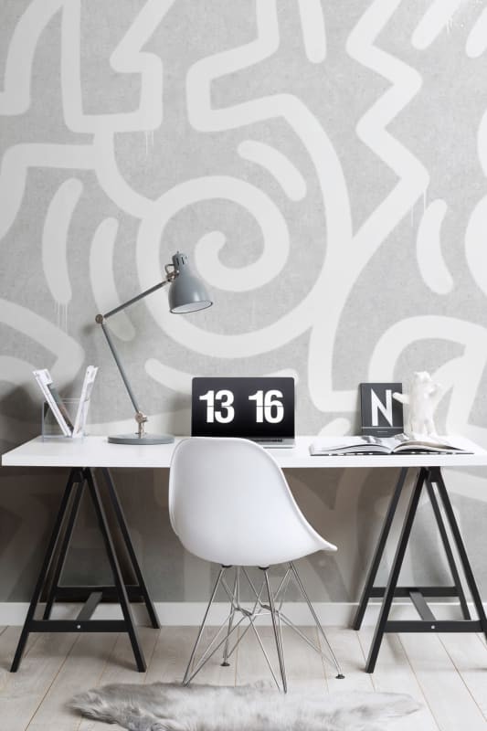 Hovia GR0035BW03W Urban White - mural w graffiti na betonowym tle