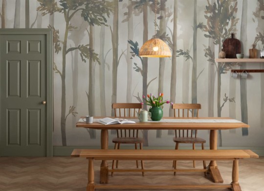 Hovia FO0104GR03W Escape Green - mural w zamglony las