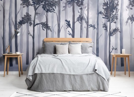 Hovia FO0105BU03W Escape Blue - mural w zamglony las