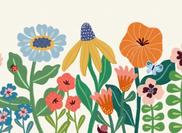 Hovia FL0203MU07W Poppy Multi - mural dla dzieci w polne kwiaty