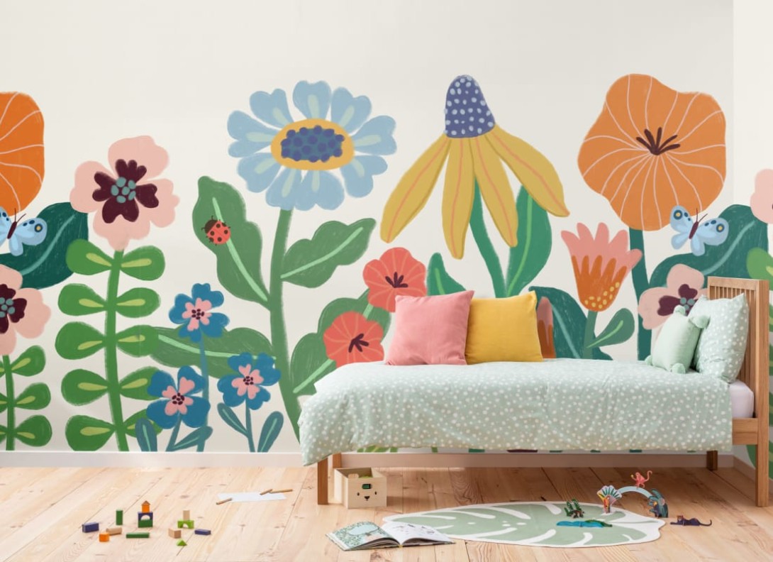 Hovia FL0203MU07W Poppy Multi - mural dla dzieci w polne kwiaty