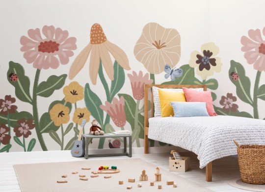 Hovia FL0204PA07W Poppy Pastel - mural dla dzieci w polne kwiaty