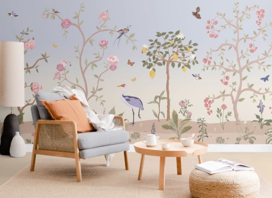 Hovia NA0040BU03W Hampden Blue - mural w roślinny pejzaż chinoiserie