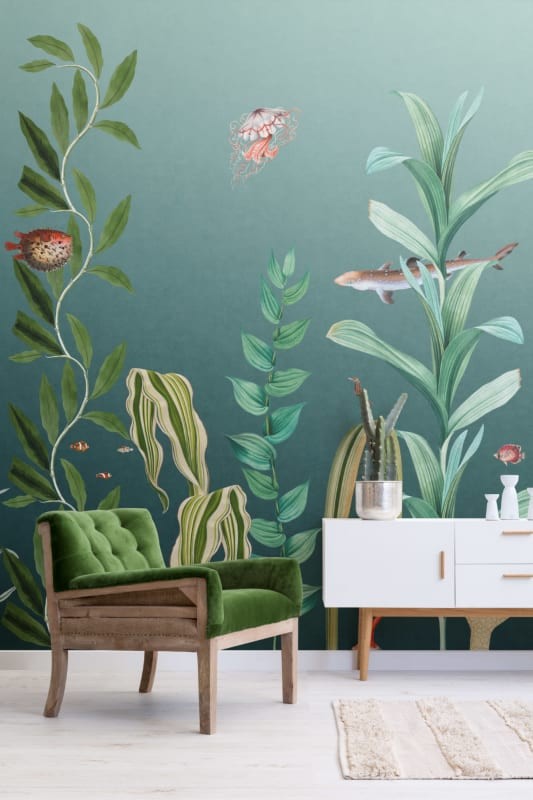 Hovia OC0036GR03W Under The Sea Teal - mural w podwodny pejzaż