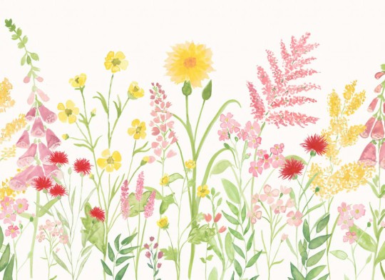 Hovia FL0073MU04W Wildflower Pink - mural w polne rośliny