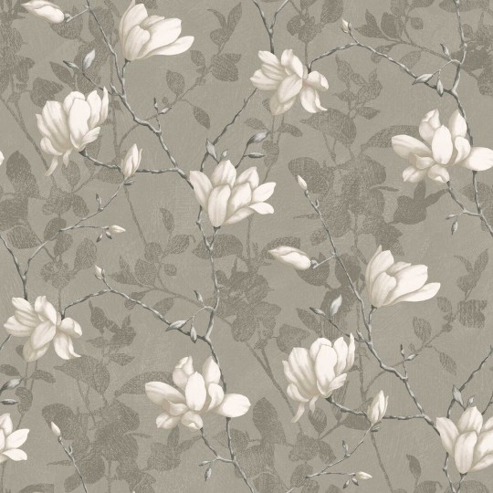 Boras Tapeter 7227 Adorn Lily Tree Gray – tapeta w kwiaty magnolii