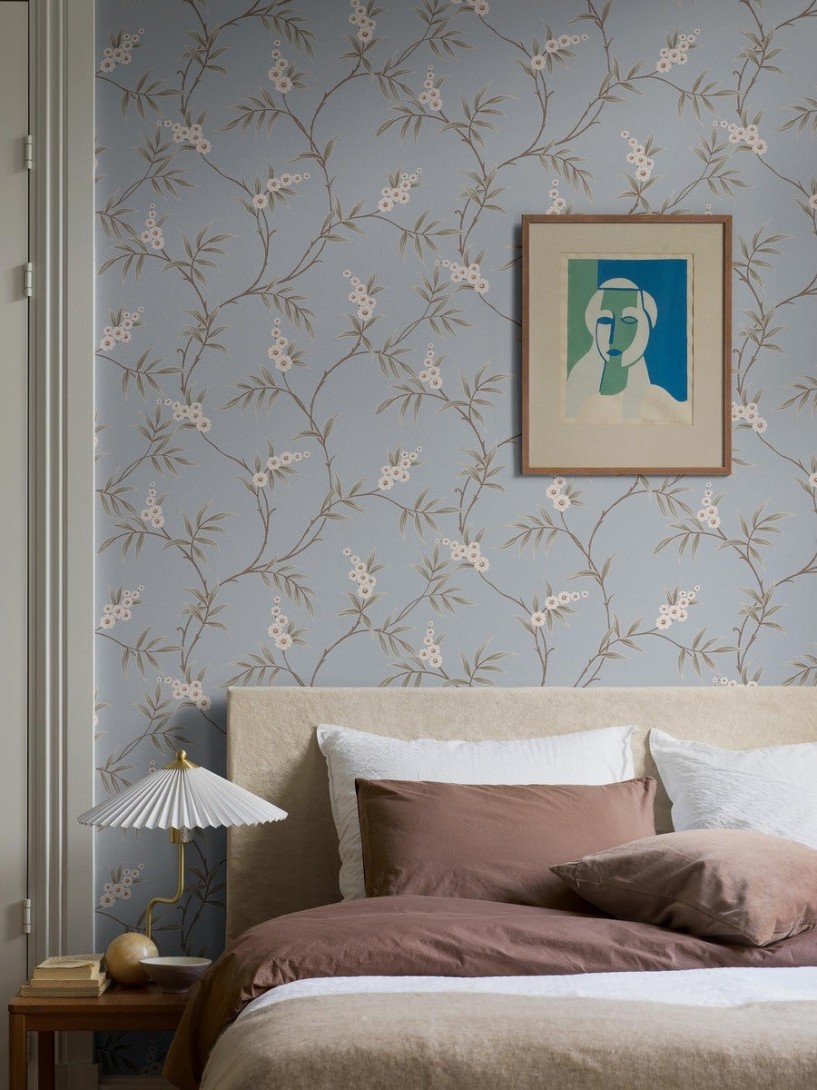 Boras Tapeter 7762 Adorn Floral Tree Blue – tapeta w liście i kwiaty