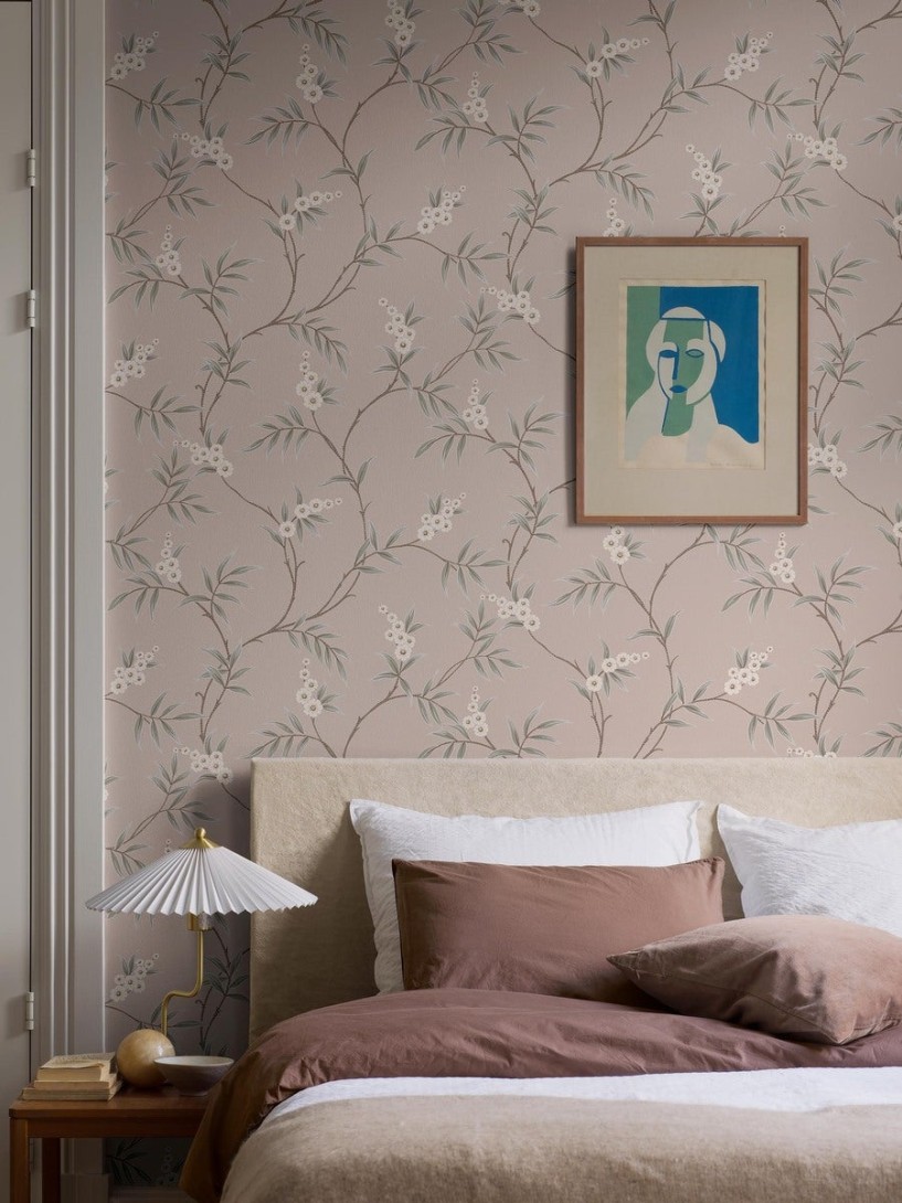 Boras Tapeter 7764 Adorn Floral Tree Pink – tapeta w liście i kwiaty