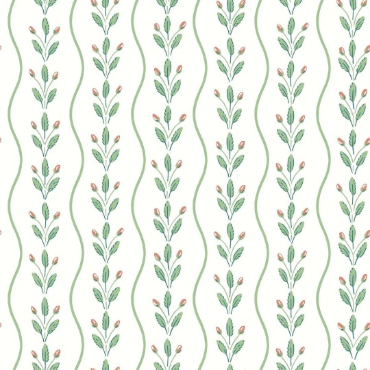 Boras Tapeter 7778 Adorn Flower Buds Green – tapeta roślinna z falującymi liniami